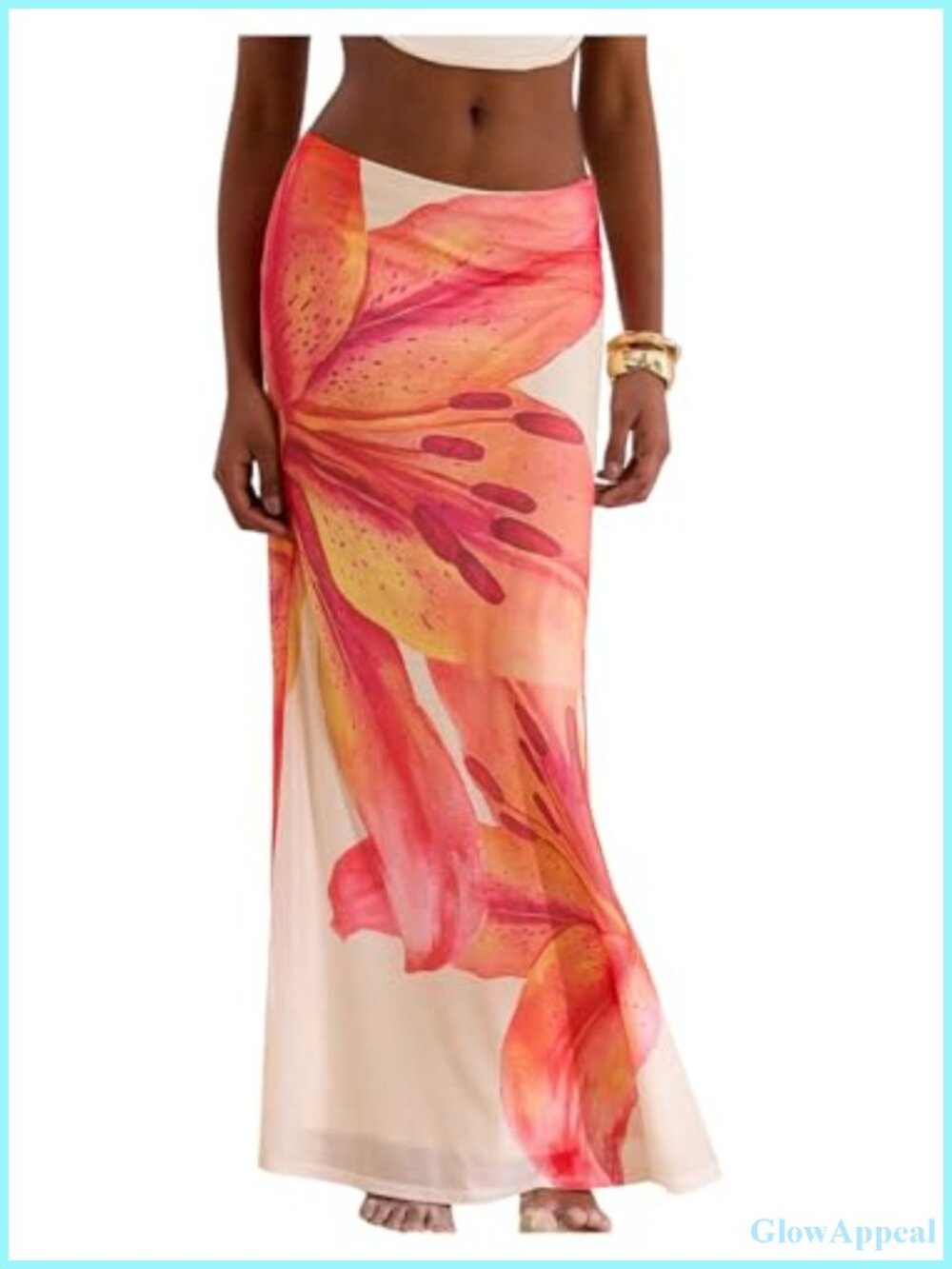 Mesh Floral Maxi Skirt Bodycon Low Waist Fishtail